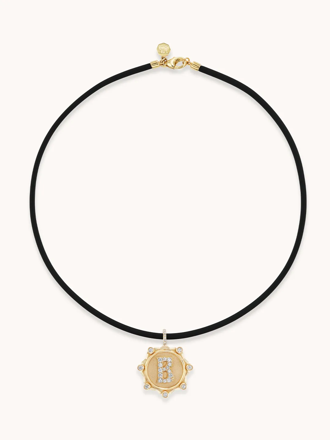 Large Alphabet Pave Coin Cord Necklace