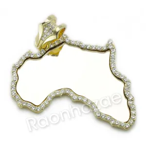 LARGE MIRROR AFRICA MAP ROPE CHAIN DIAMOND CUT CUBAN CHAIN NECKLACE G59