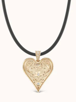 Large Southwestern Heart Cord Necklace
