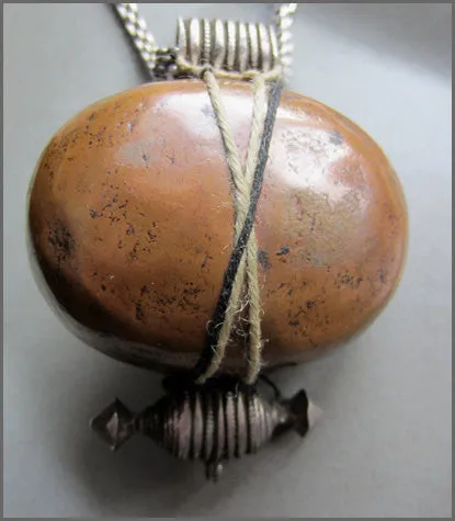 Large Tibetan Silver Charmbox with Coral on Heavy Silver Chain