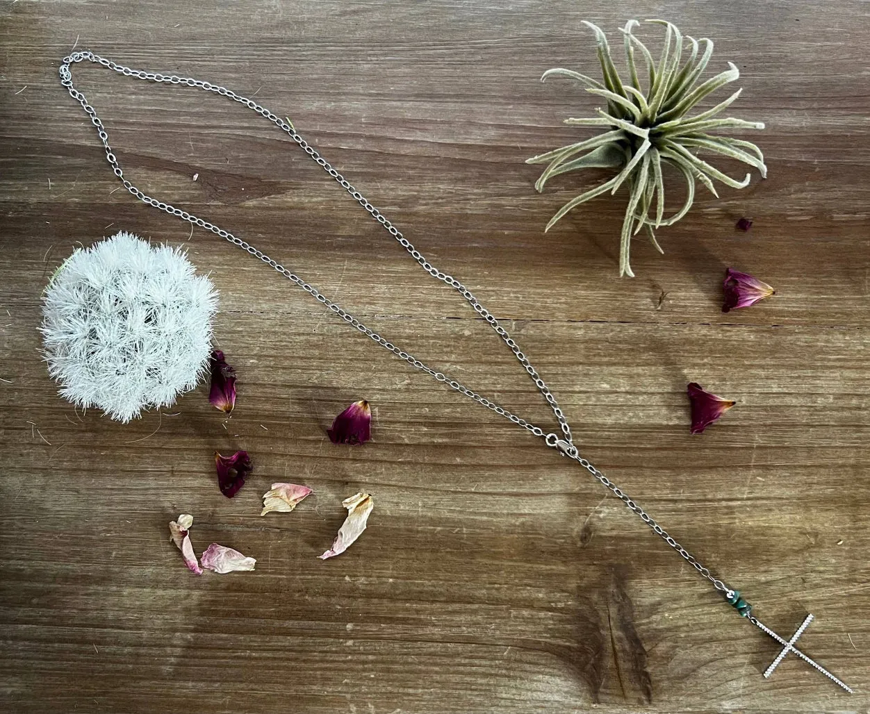 Lariat Silver Cross Necklace