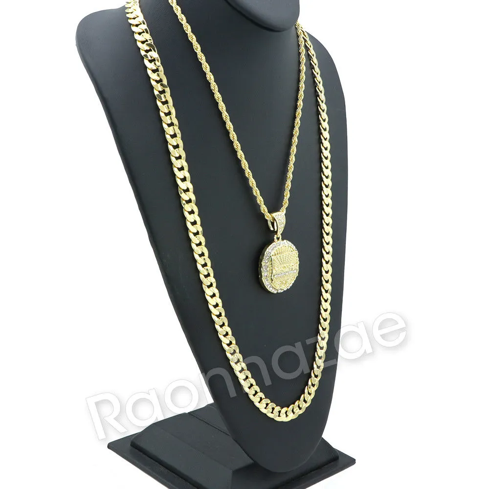 LAST SUPPER ROUND CHARM ROPE CHAIN DIAMOND CUT CUBAN CHAIN NECKLACE G67