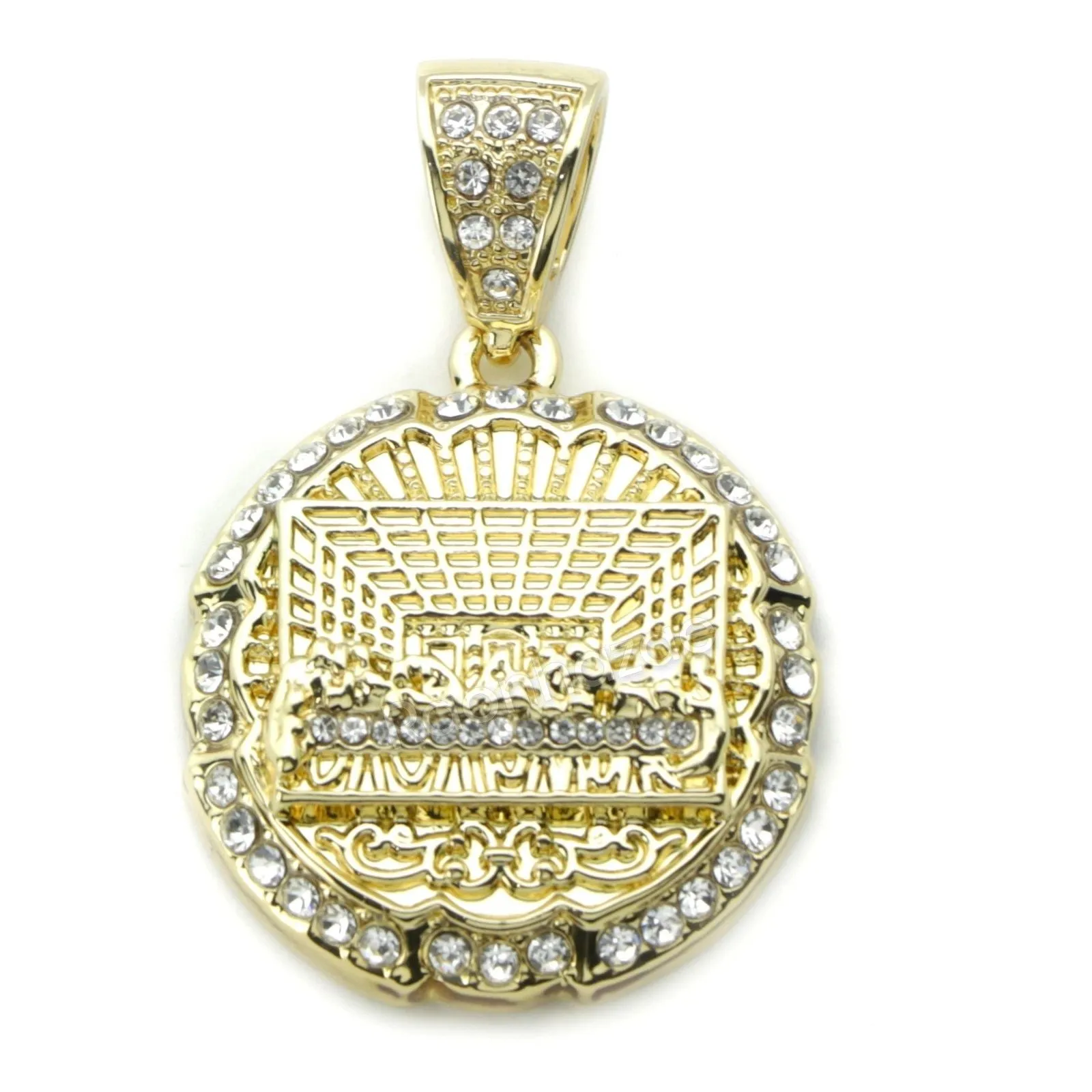 LAST SUPPER ROUND CHARM ROPE CHAIN DIAMOND CUT CUBAN CHAIN NECKLACE G67