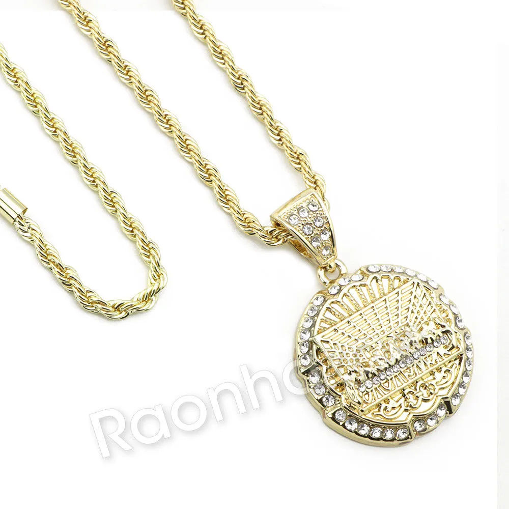 LAST SUPPER ROUND CHARM ROPE CHAIN DIAMOND CUT CUBAN CHAIN NECKLACE G67