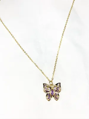 Lavender Crystal Butterfly Necklace