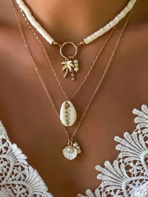Layered Seashell Pendant Necklace for Beach Enthusiasts