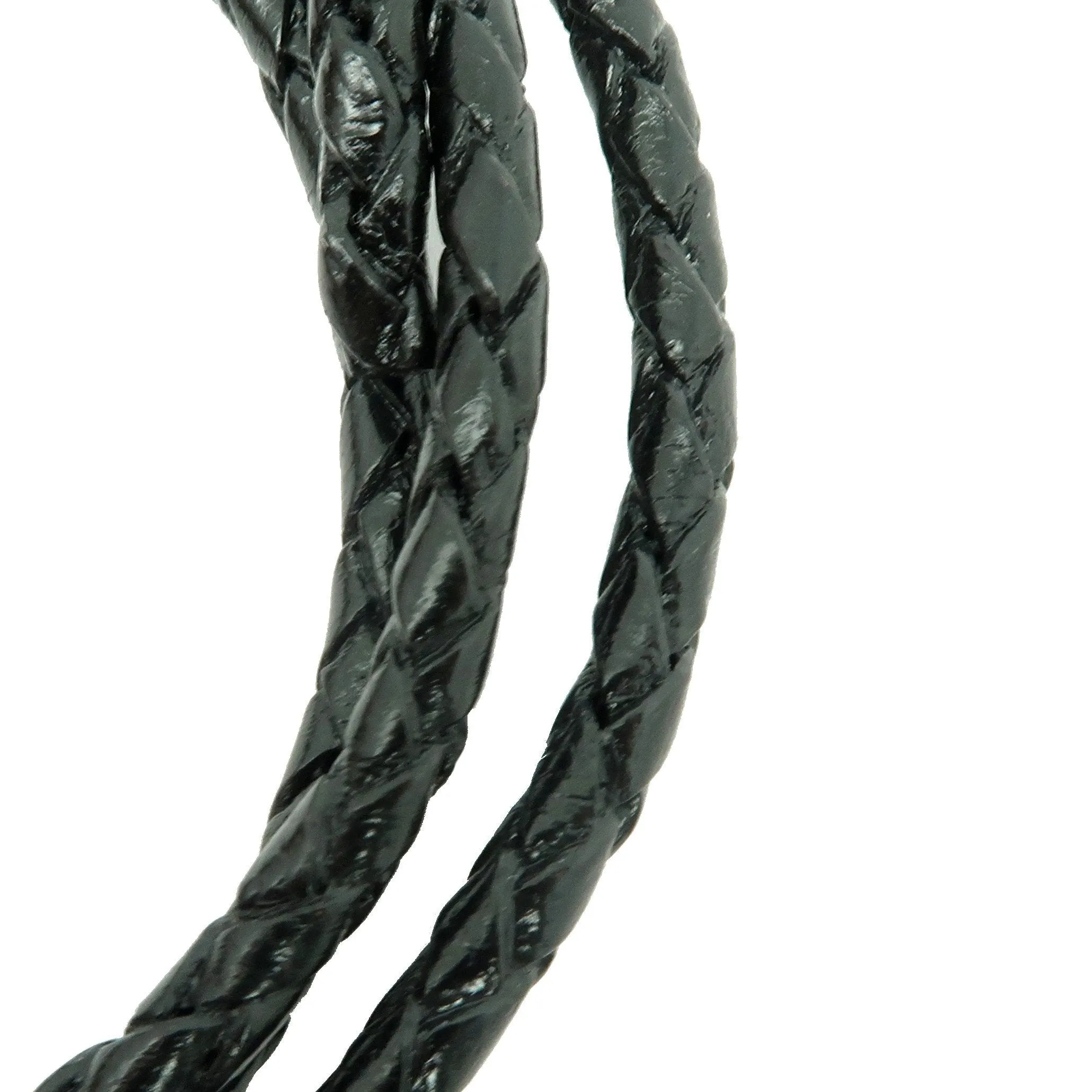Leather Bolo Cord Necklace Black Braided Gold Tips