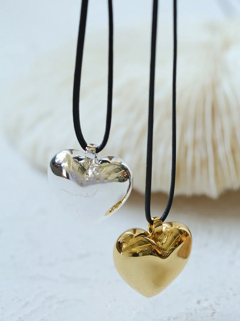 Leather Rope Love Heart Necklace