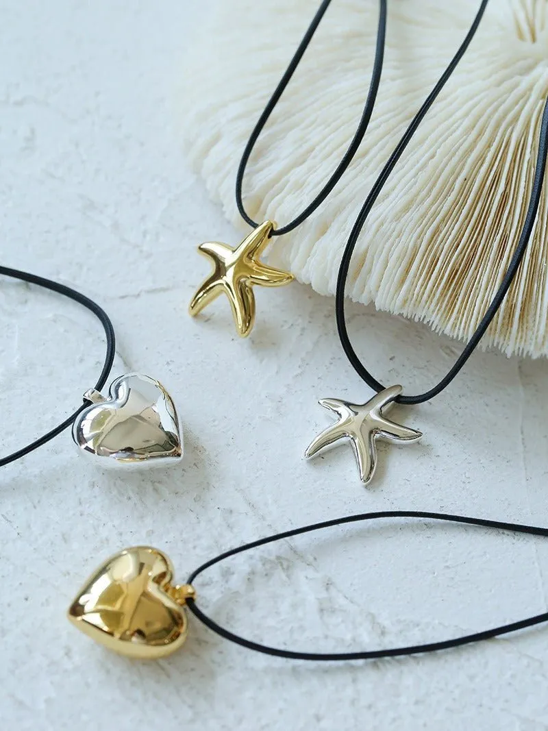 Leather Rope Love Heart Necklace