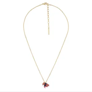 Les Nereides,Exotic Flowers, Coral Branch And Lapis Lazuli Stone Long Necklace,One Size