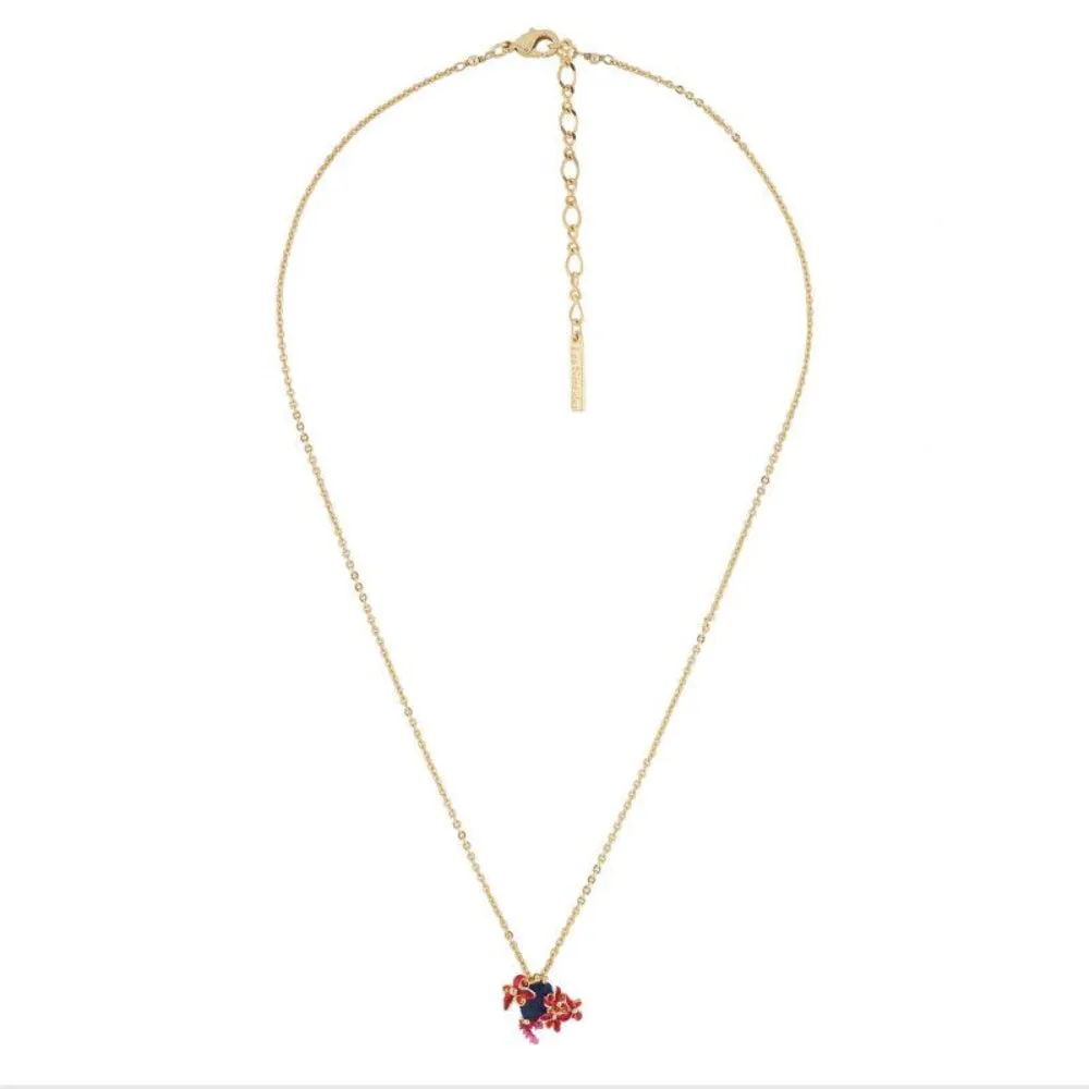 Les Nereides,Exotic Flowers, Coral Branch And Lapis Lazuli Stone Long Necklace,One Size