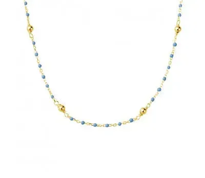 Light Blue Enamel Gold Plated Necklace