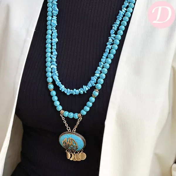 Lilian Turquoise Set - Gold Metal