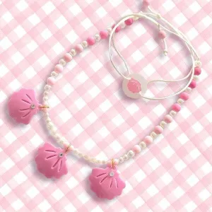 Lilies & Roses Seashells Pink Beaded Necklace