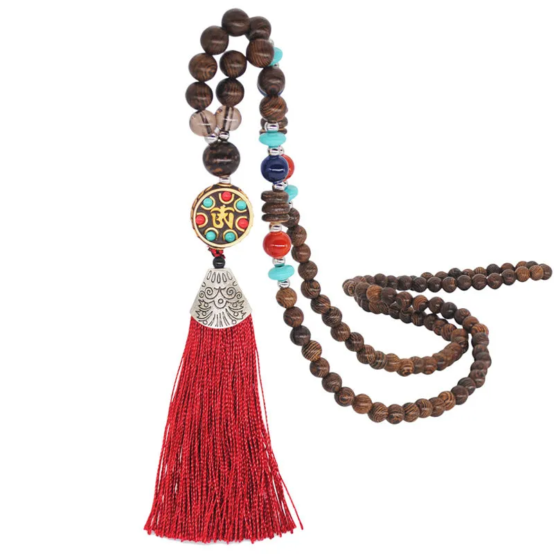 Literary Fringed Necklace Original Beaded Sweater Chain Linen Cotton Accessories
