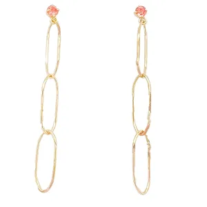 Living Links Drop Earrings with Padparadscha Sapphires