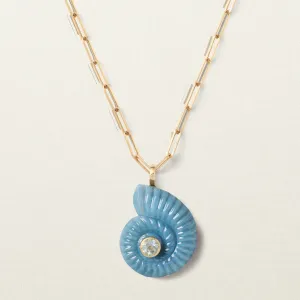 Lola Shell Pendant Dark Blue Opal Aquamarine