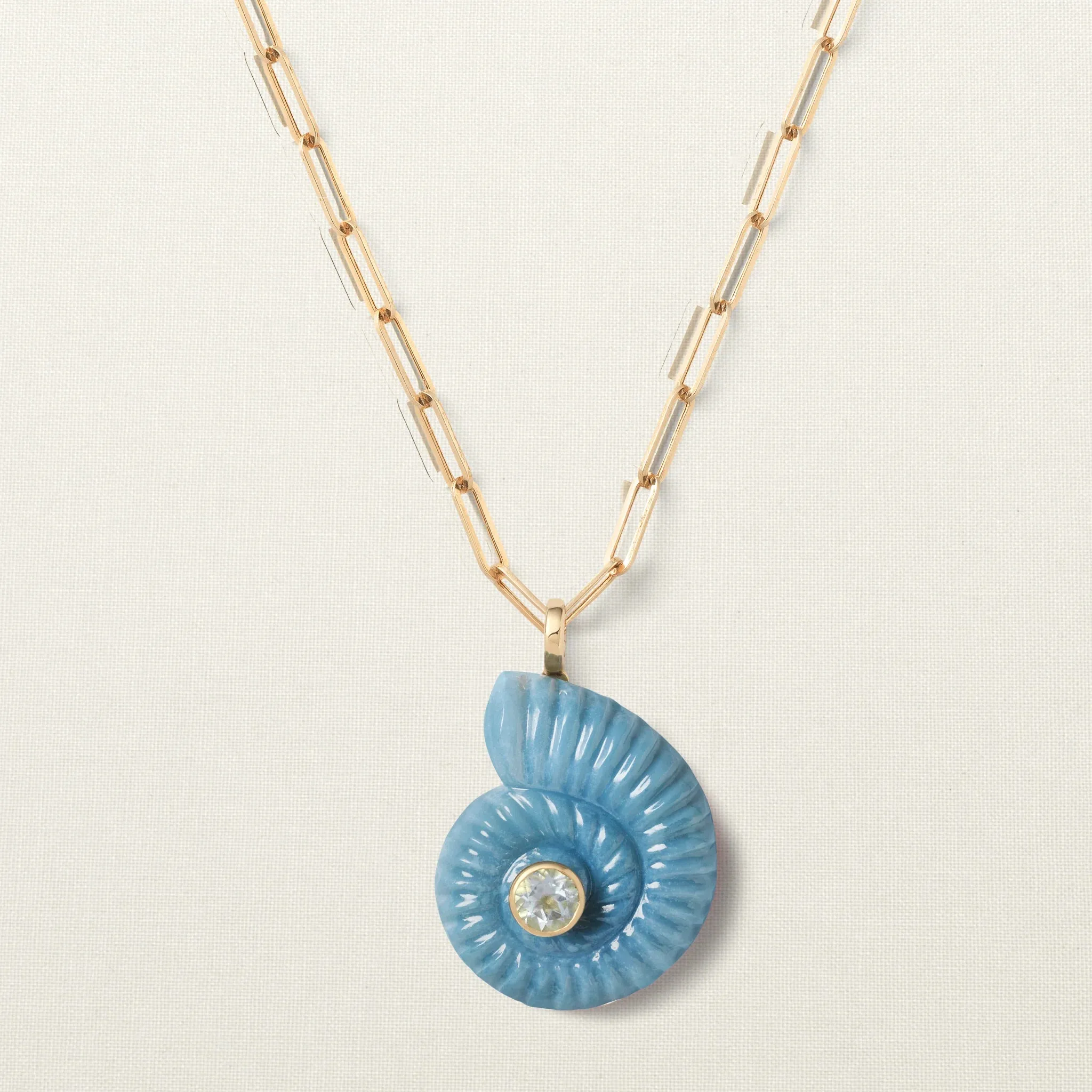 Lola Shell Pendant Dark Blue Opal Aquamarine