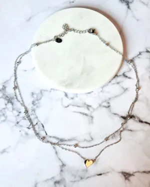 London Chic Necklace - Chain and Heart - Silver