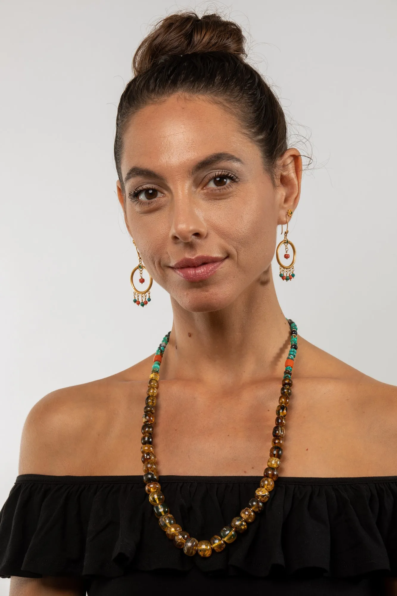 Long Amber Mala necklace with Tassle