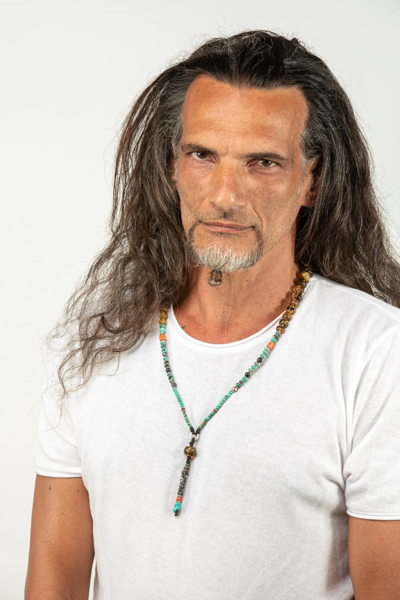Long Amber Mala necklace with Tassle