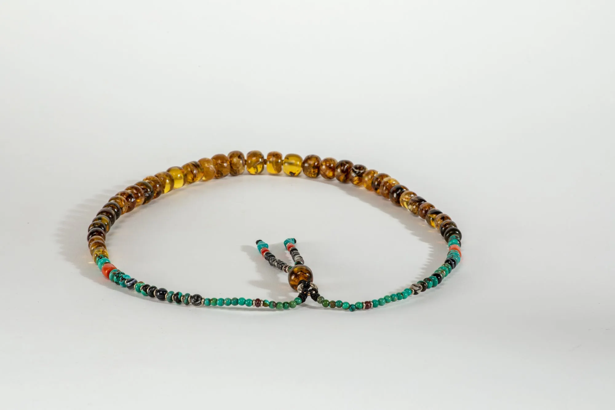 Long Amber Mala necklace with Tassle