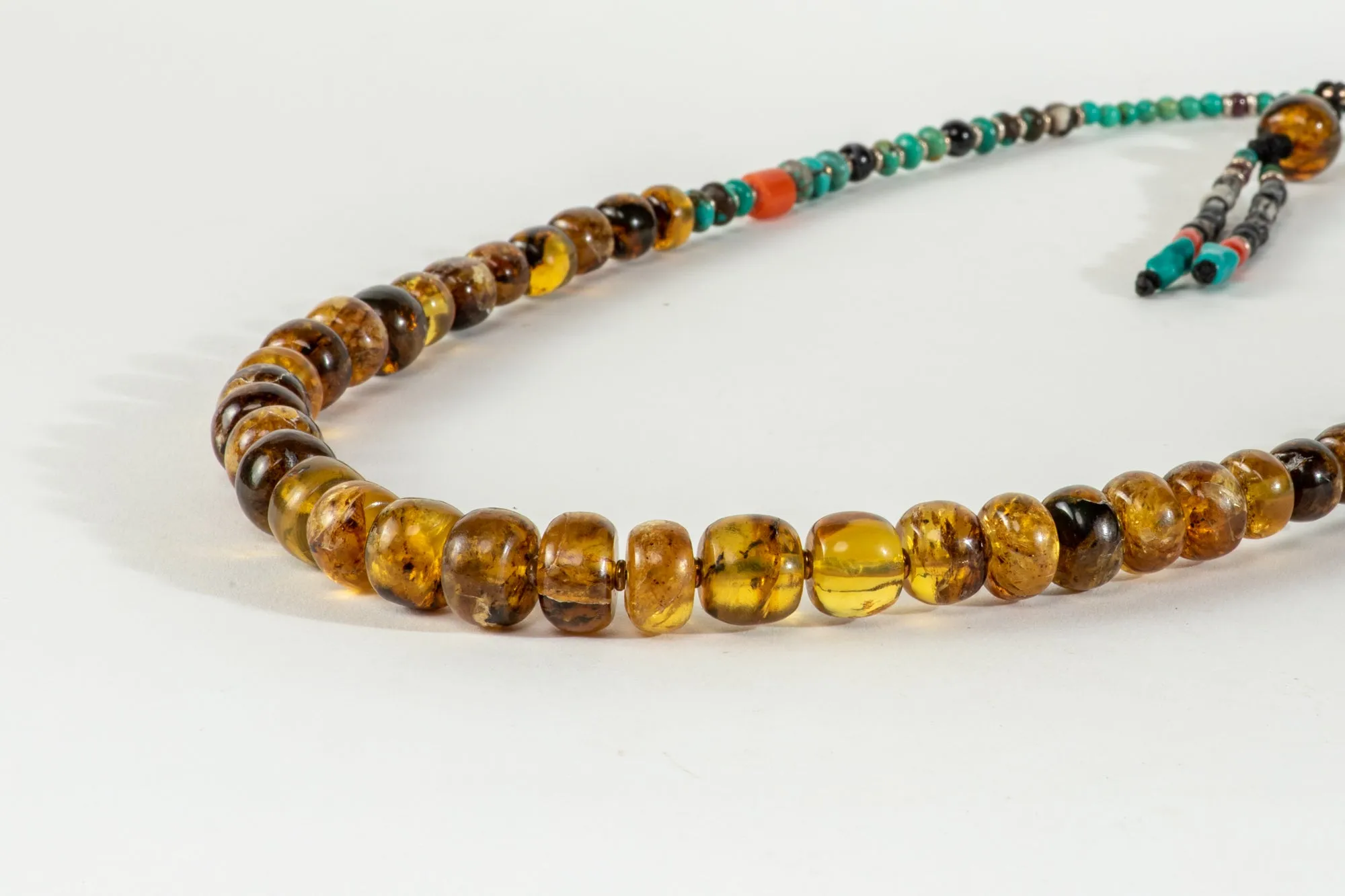 Long Amber Mala necklace with Tassle