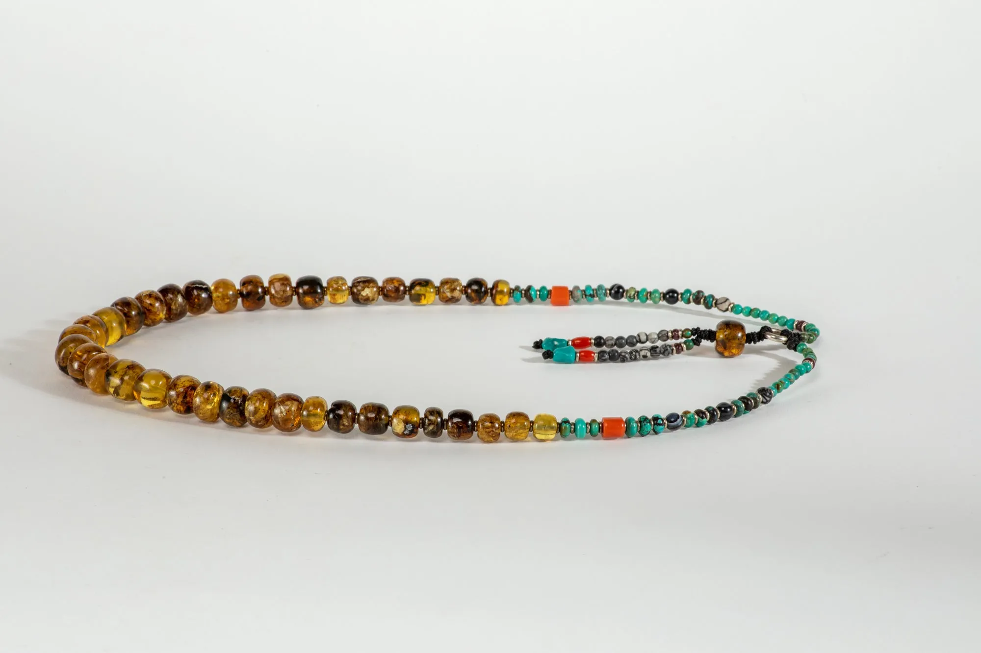 Long Amber Mala necklace with Tassle