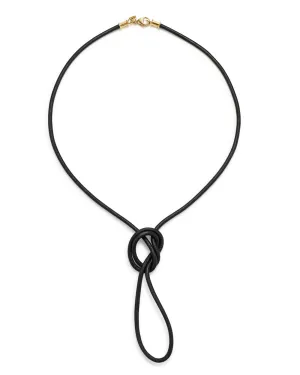 Long Black Leather Cord Necklace