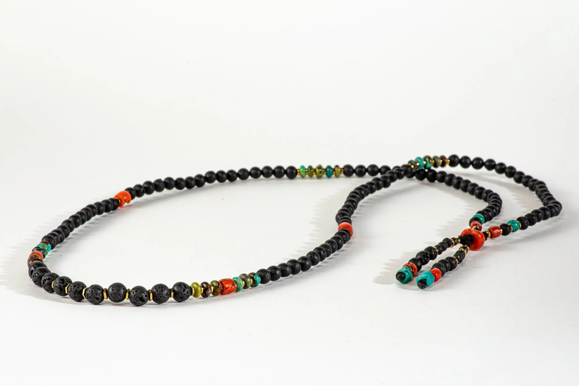 Long Lava Mala necklace with Tassle
