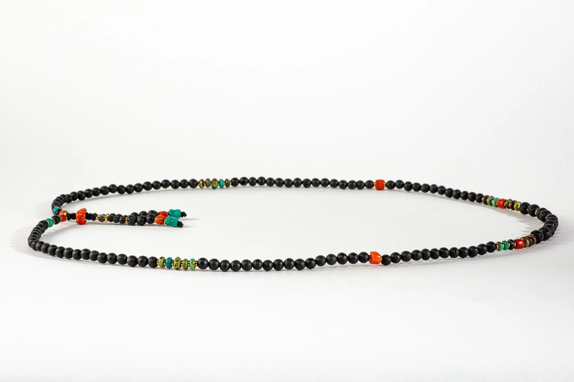 Long Lava Mala necklace with Tassle