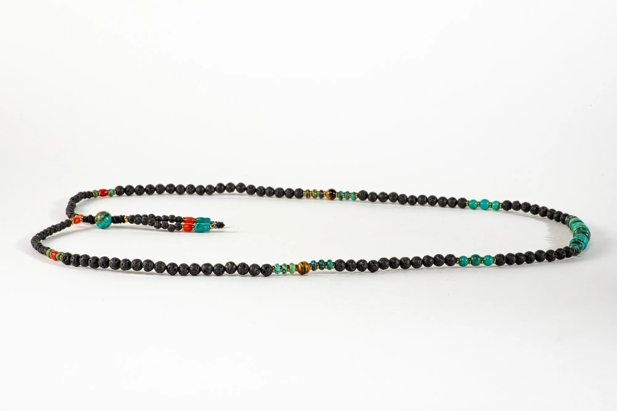 Long Lava Mala necklace with Tassle