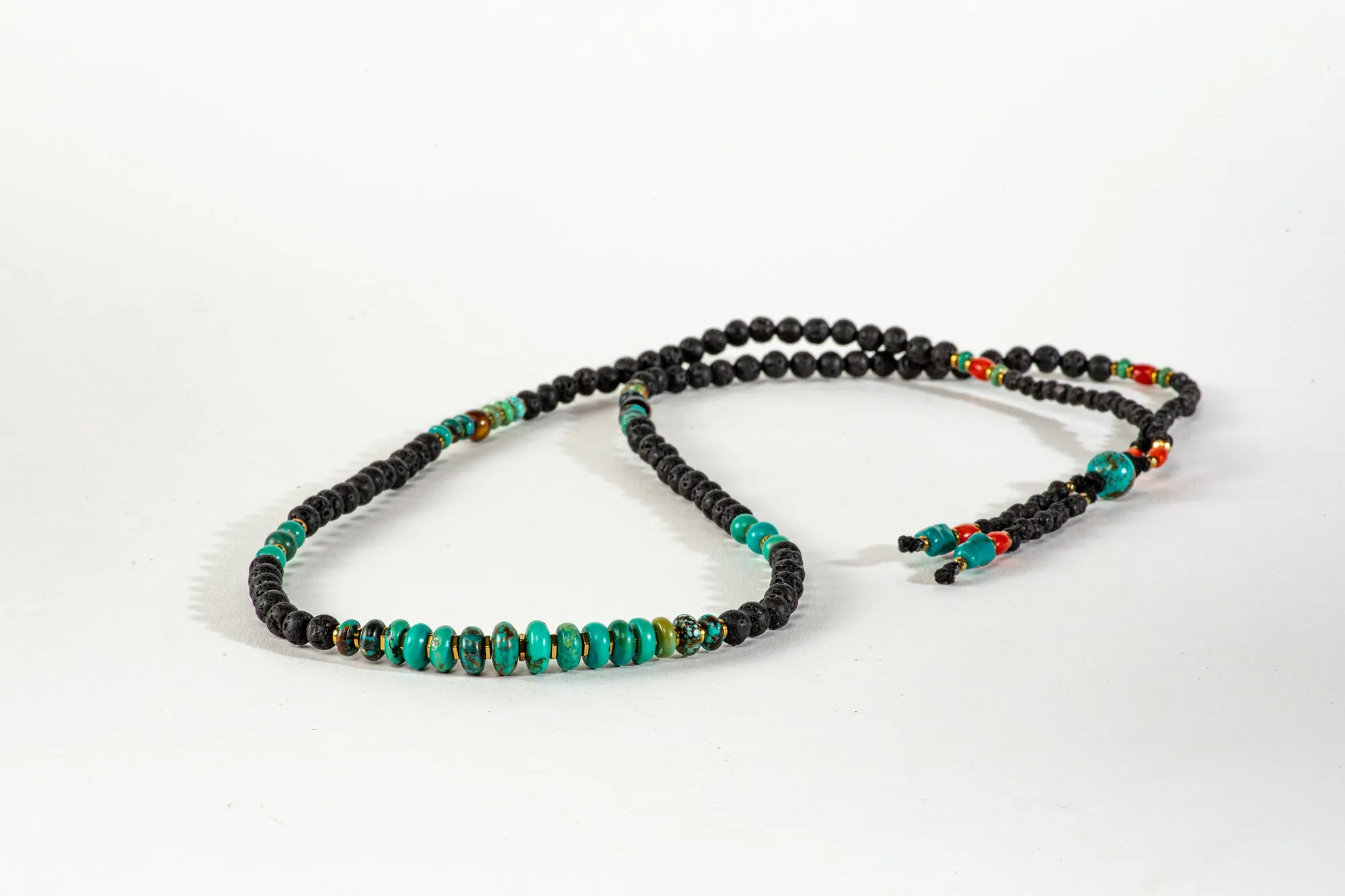 Long Lava Mala necklace with Tassle