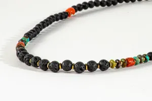 Long Lava Mala necklace with Tassle