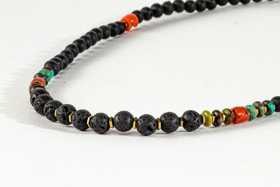 Long Lava Mala necklace with Tassle