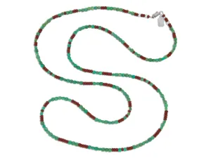 Long Turquoise and Coral Necklace