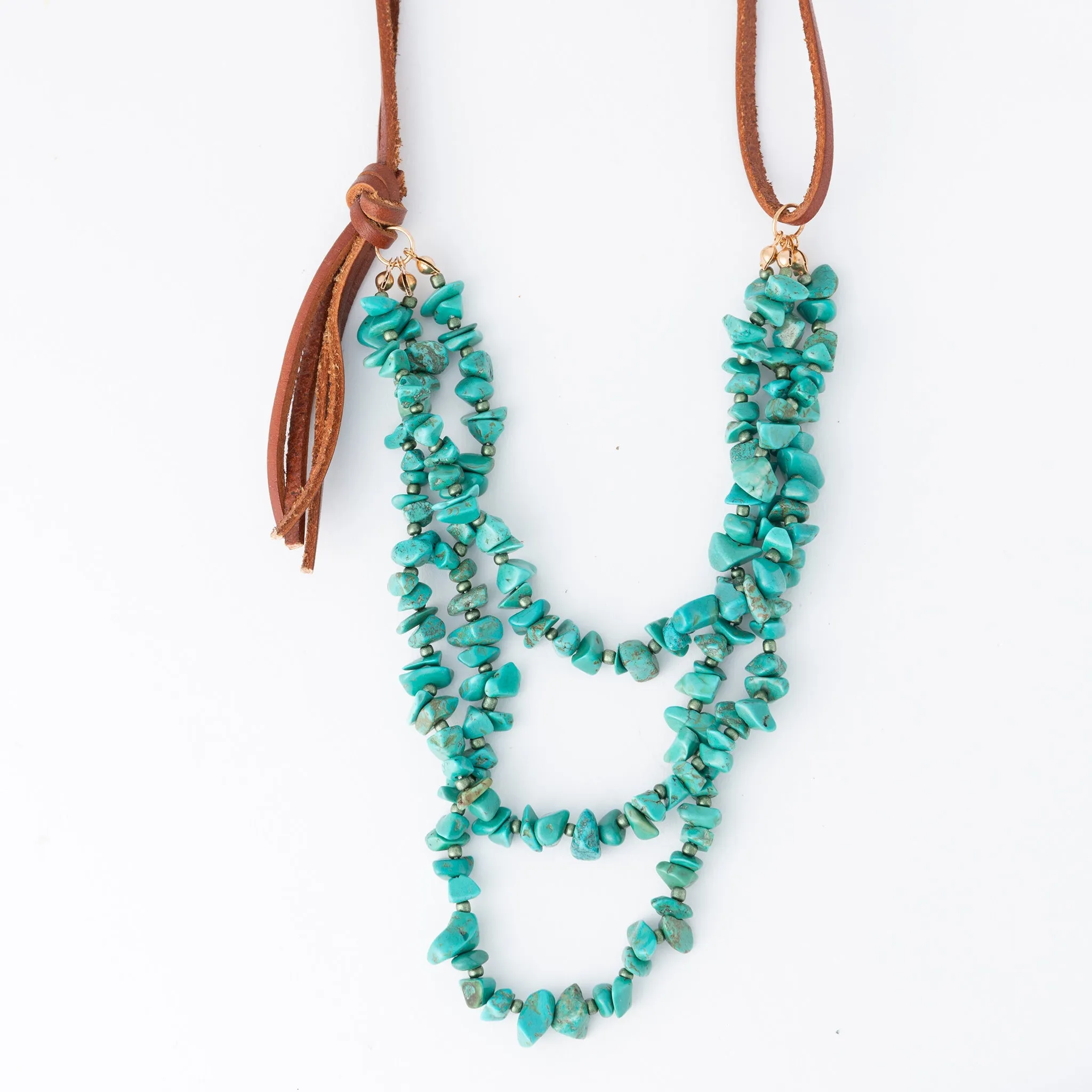Lorelei Leather Multi Row Turquoise Necklace