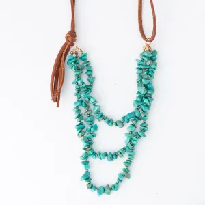Lorelei Leather Multi Row Turquoise Necklace
