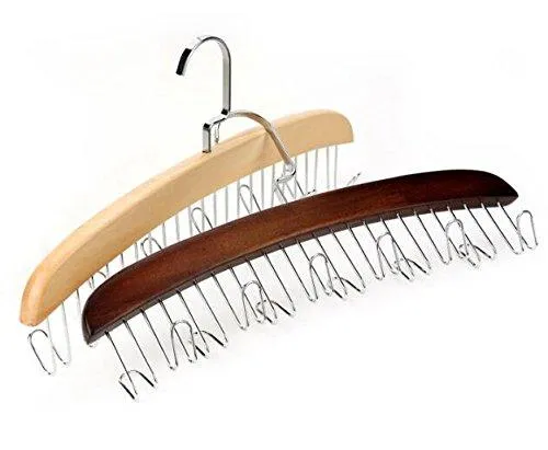 Louise Maelys Wooden 12 Hooks Tie Rack Hanger-Multipurpose Closet Organizer Holds for Tie Belt Scarf