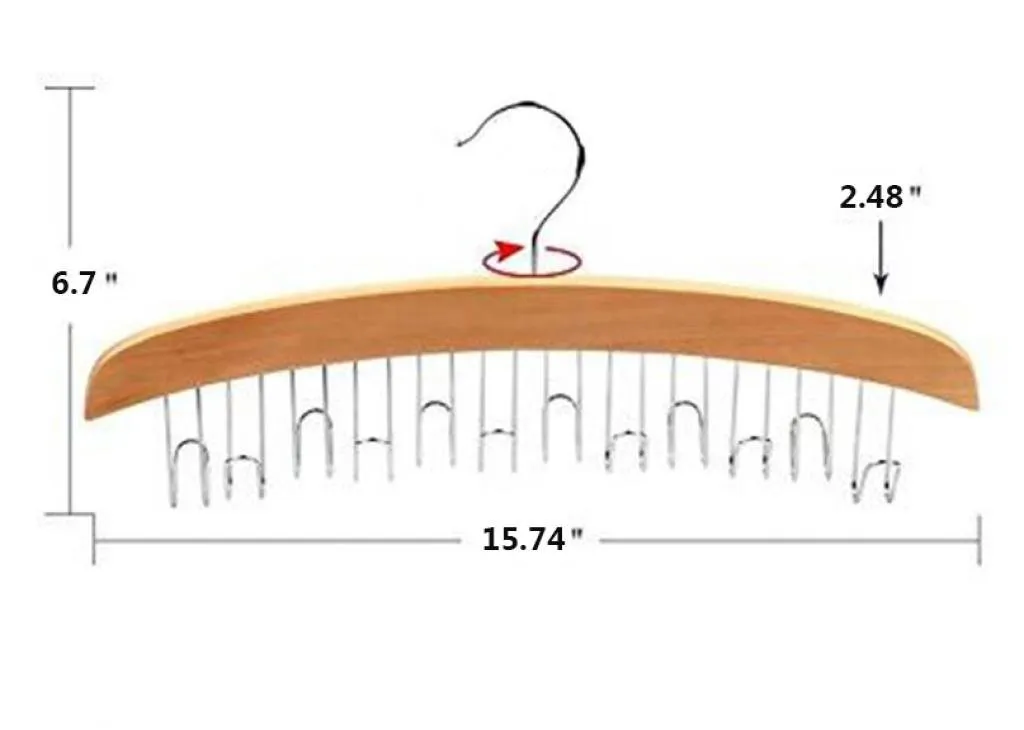 Louise Maelys Wooden 12 Hooks Tie Rack Hanger-Multipurpose Closet Organizer Holds for Tie Belt Scarf