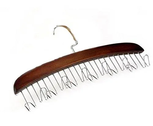 Louise Maelys Wooden 12 Hooks Tie Rack Hanger-Multipurpose Closet Organizer Holds for Tie Belt Scarf