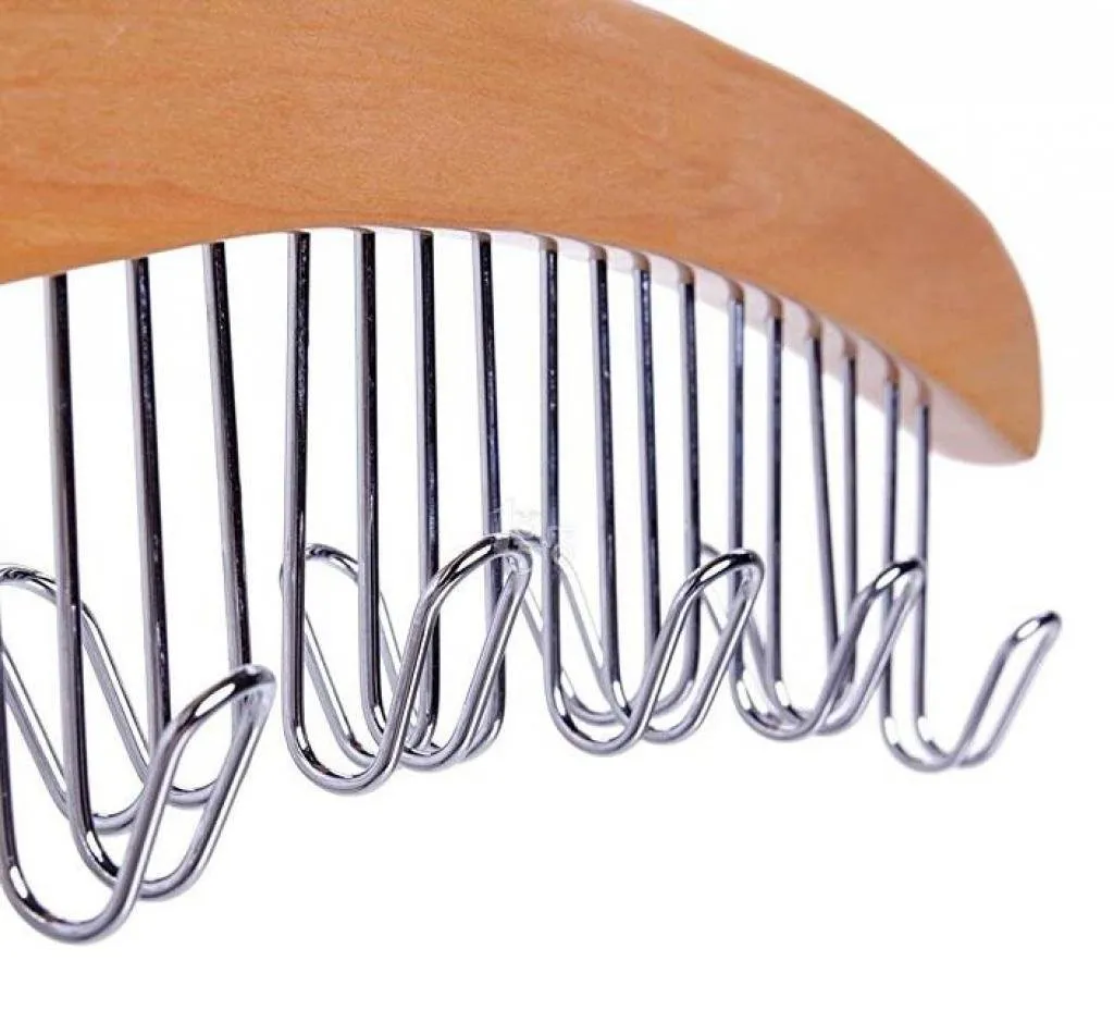 Louise Maelys Wooden 12 Hooks Tie Rack Hanger-Multipurpose Closet Organizer Holds for Tie Belt Scarf