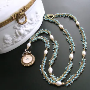 Lover’s Eye Locket Turquoise Pearls Necklace - Lilah Necklace