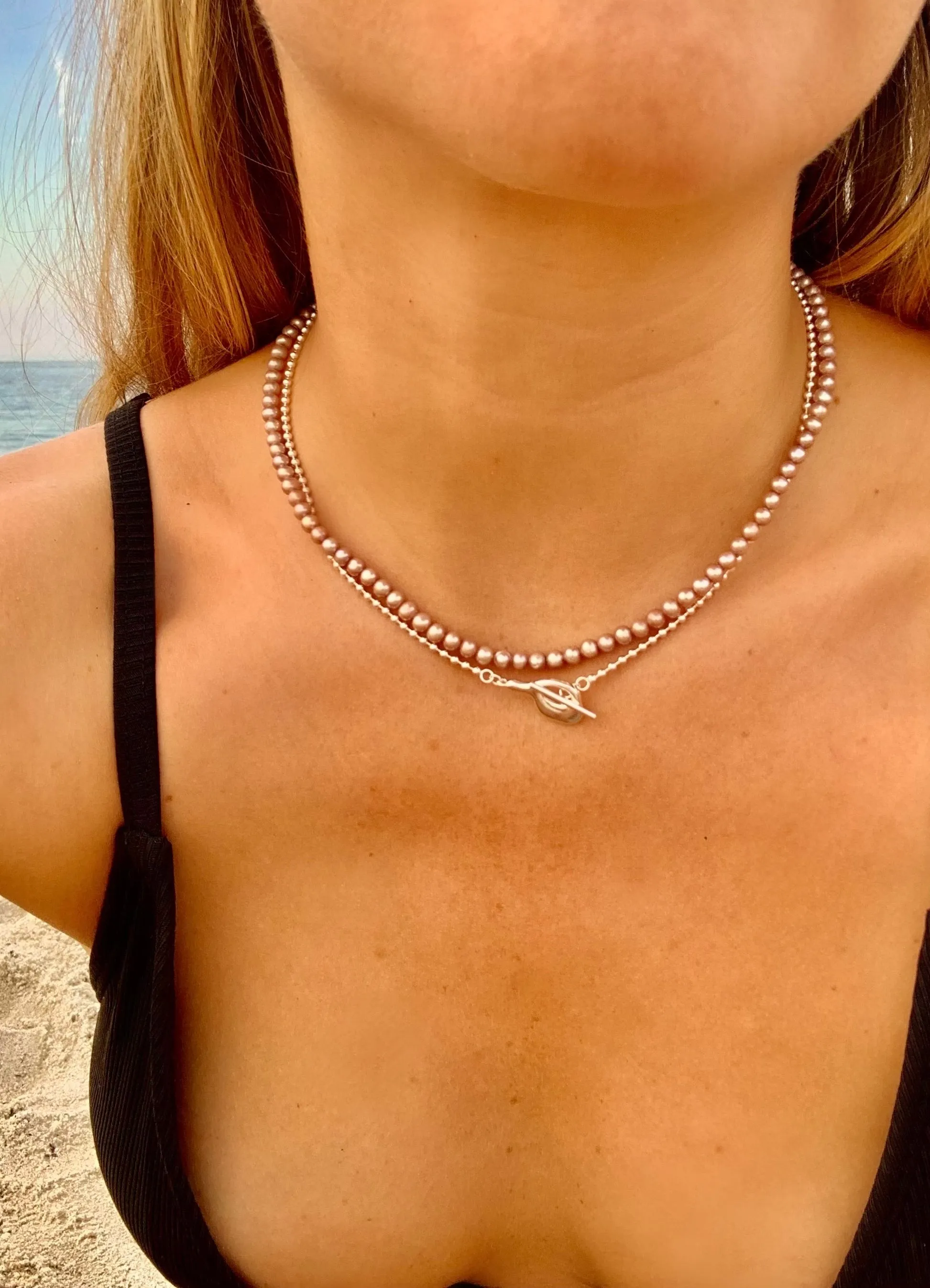 Luna Beaded Interlock Chain Necklace