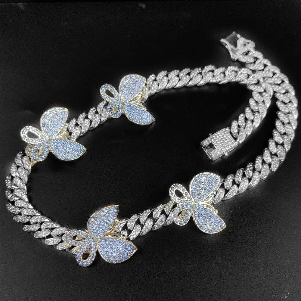 Luxury Rhinestone Crystal Rose Gold Butterfly Necklace