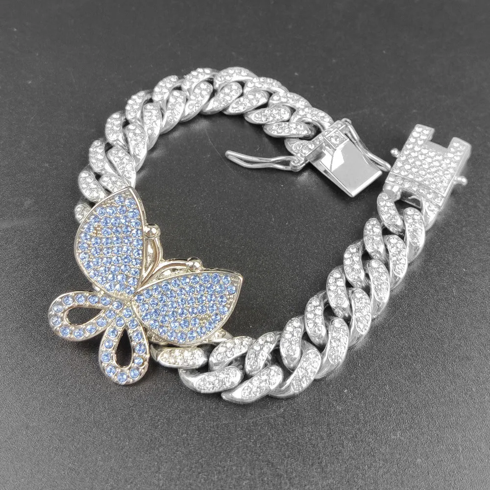Luxury Rhinestone Crystal Rose Gold Butterfly Necklace
