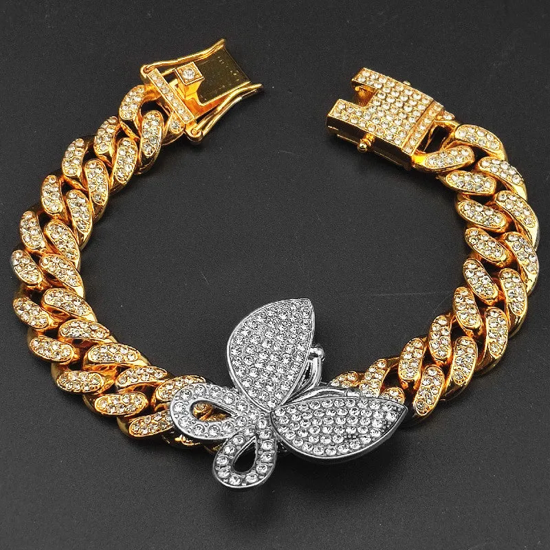 Luxury Rhinestone Crystal Rose Gold Butterfly Necklace