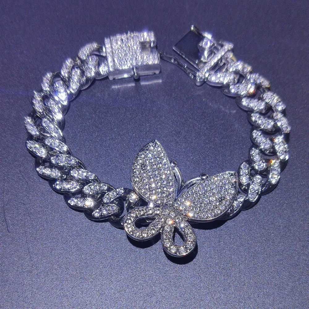 Luxury Rhinestone Crystal Rose Gold Butterfly Necklace