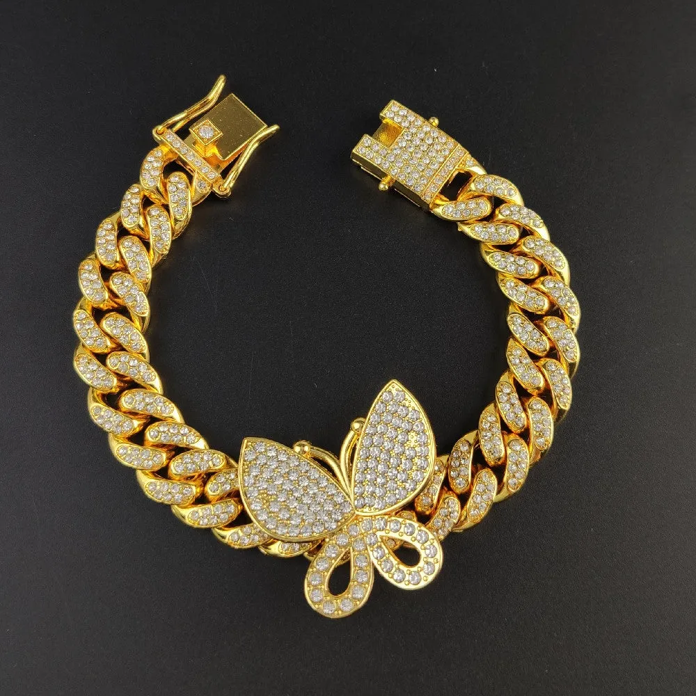 Luxury Rhinestone Crystal Rose Gold Butterfly Necklace