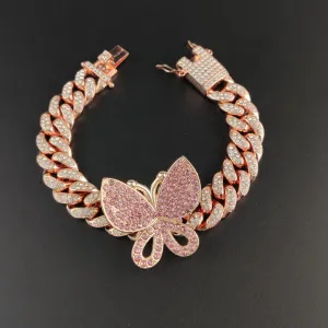 Luxury Rhinestone Crystal Rose Gold Butterfly Necklace